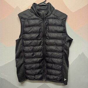 Old Navy Black Quilted Vest with Stand-Up Collar
